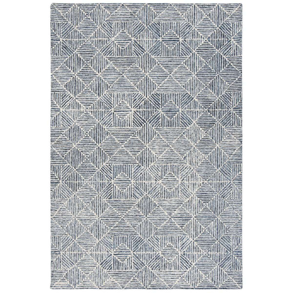 Abstract Hand Tufted Wool Pile Rug from India - Elegant Rectangle Design for Luxurious Interiors
