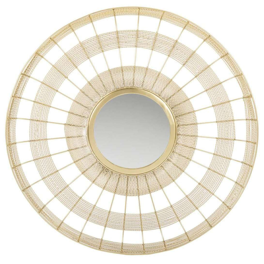 Acton Round Brass Iron Mirror - Stylish 32" Decorative Wall Accent for Home & Office Spaces