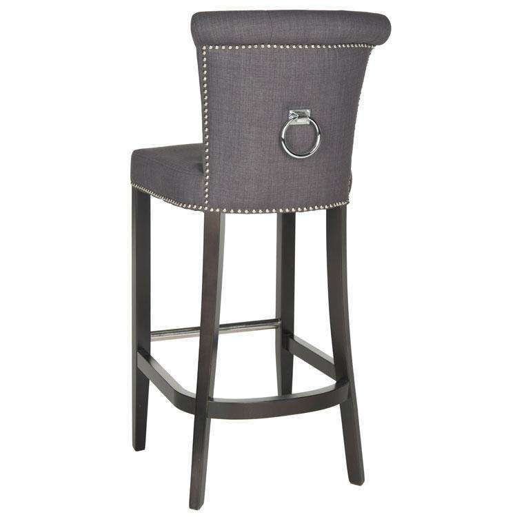 Addo Stylish Bar Stool with Silver Nail Heads and Tapered Backrest for Chic Home Decor