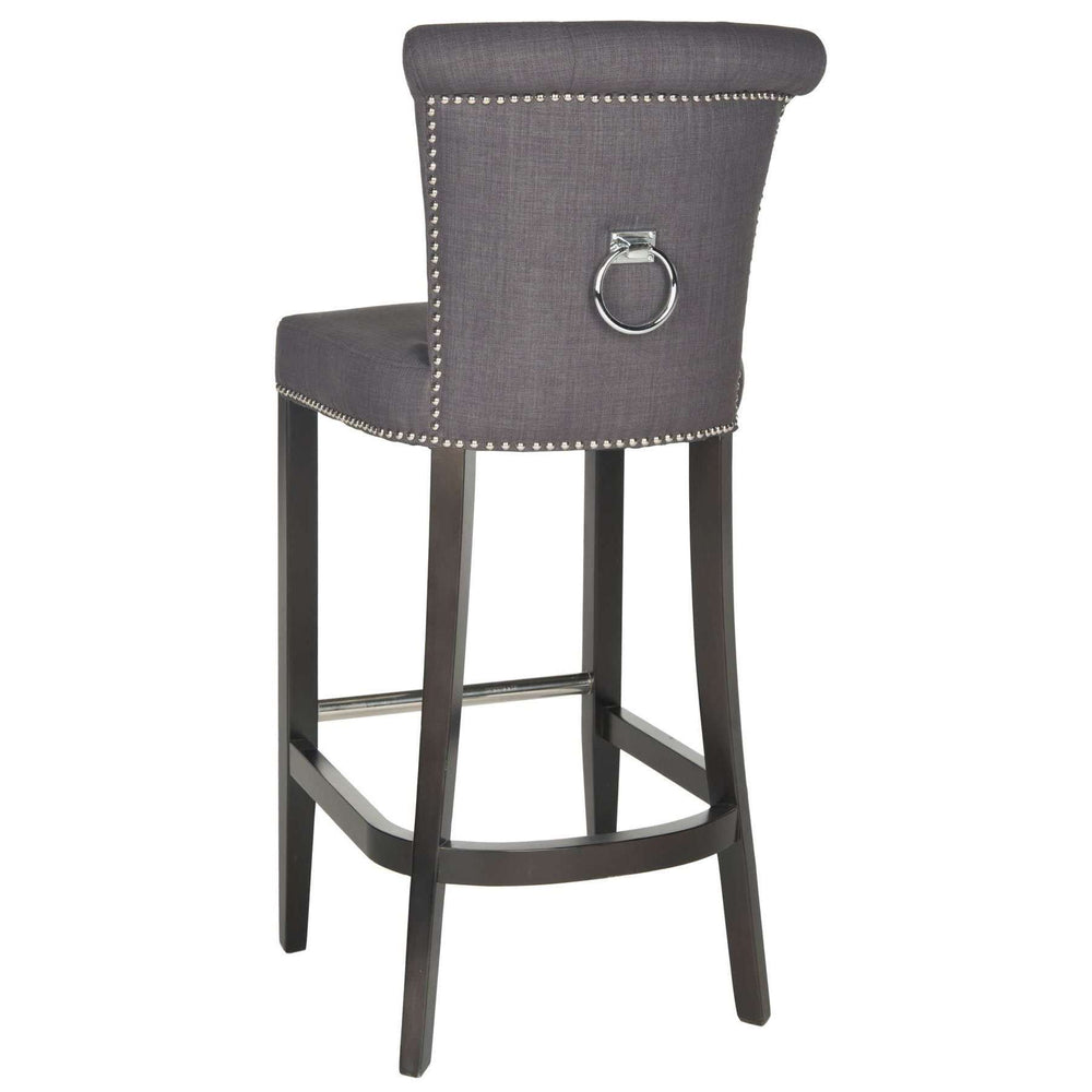 Addo Stylish Bar Stool with Silver Nail Heads and Tapered Backrest for Chic Home Decor