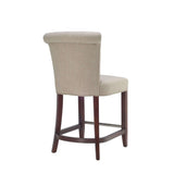 Addo Stool Cherry Mahogany Wood Birch Linen Polyester HUD8218