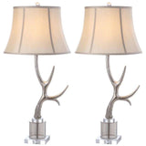 Adele Antler Table Lamp 16" Silver Cream Clear Polyster Resin Glass - Set of 2