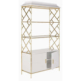 Adelia Bookshelf Lacquer White Gold Metal Wood MDF Couture