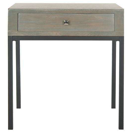Adena End Table with Chic Storage Drawer - Stylish Elm Wood Design for Living Room or Bedroom Use