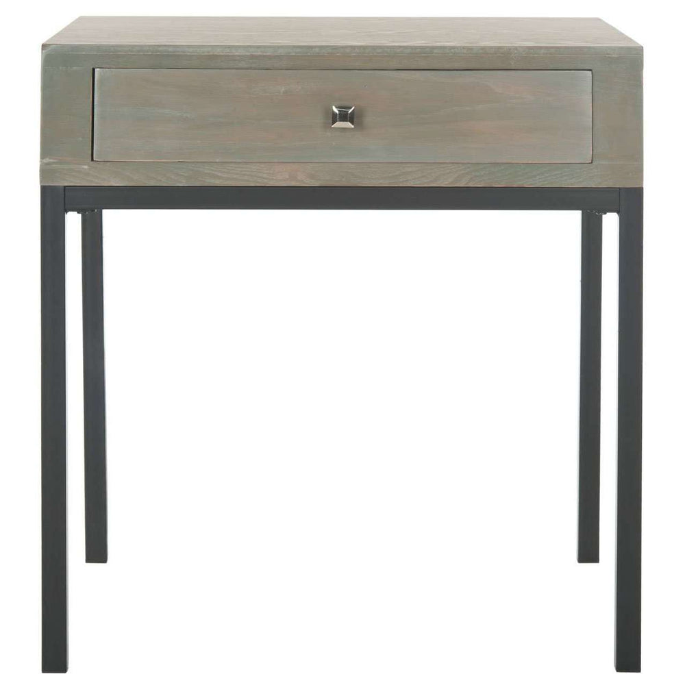 Adena End Table with Chic Storage Drawer - Stylish Elm Wood Design for Living Room or Bedroom Use