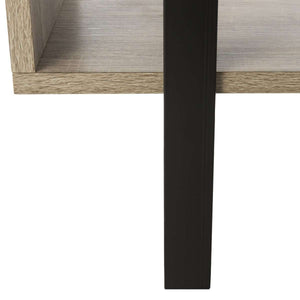 Adhara Mid-Century Etagere - Stylish Oak & Black Iron Storage Solution for Modern Living Rooms