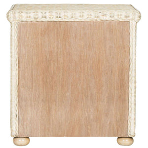 Adira Wicker Nightstand with Drawer - Natural White Wash Rattan for Organic Luxe Bedroom Style