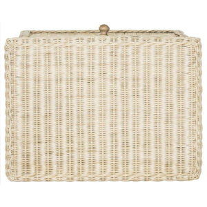 Adira Wicker Nightstand with Drawer - Natural White Wash Rattan for Organic Luxe Bedroom Style