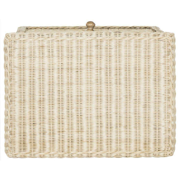 Adira Wicker Nightstand with Drawer - Natural White Wash Rattan for Organic Luxe Bedroom Style