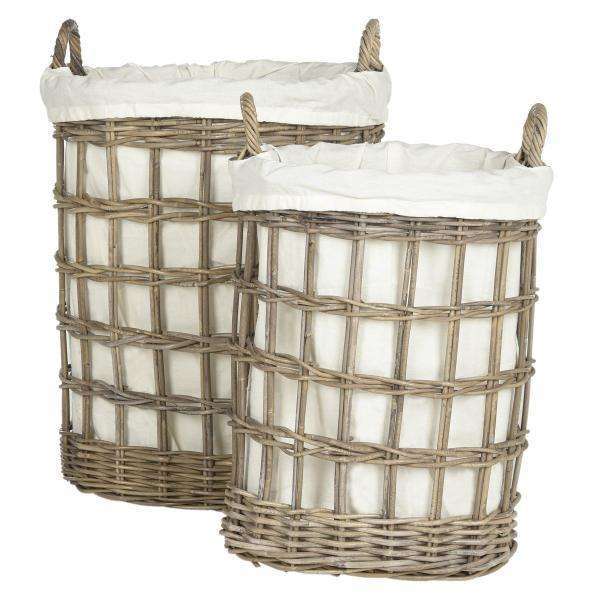 Adisa Stylish Wicker Hamper Basket - Natural Rattan Kubu with Cotton Liner for Chic Storage Solutions