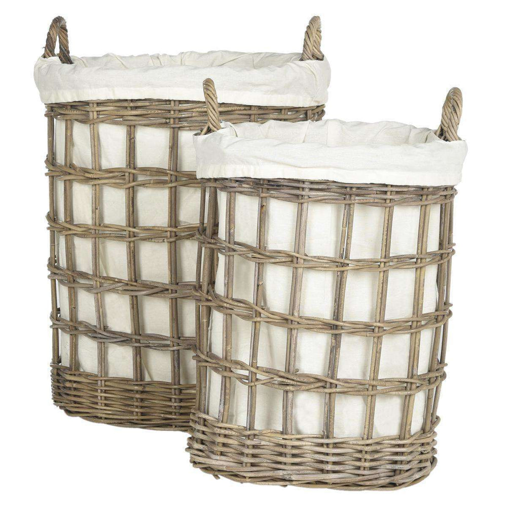 Adisa Stylish Wicker Hamper Basket - Natural Rattan Kubu with Cotton Liner for Chic Storage Solutions
