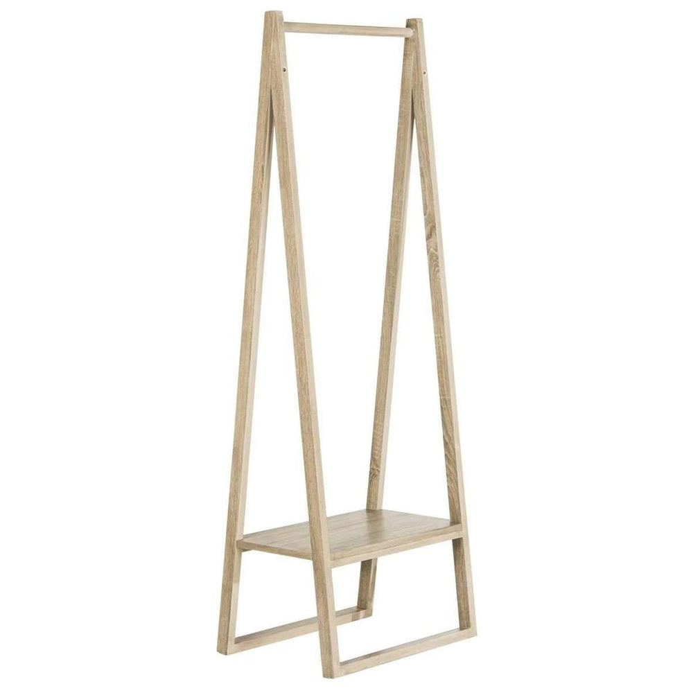 Afia Coat Rack 67" - Retro Mid Century Light Grey Wood Design with Stylish Iron Accents & Durability