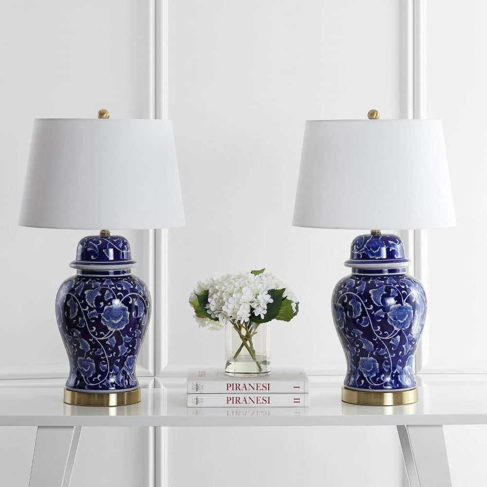 Aharon Table Lamp Set of 2 - Stylish Navy & White Design, Perfect for Any Home Décor Upgrade!