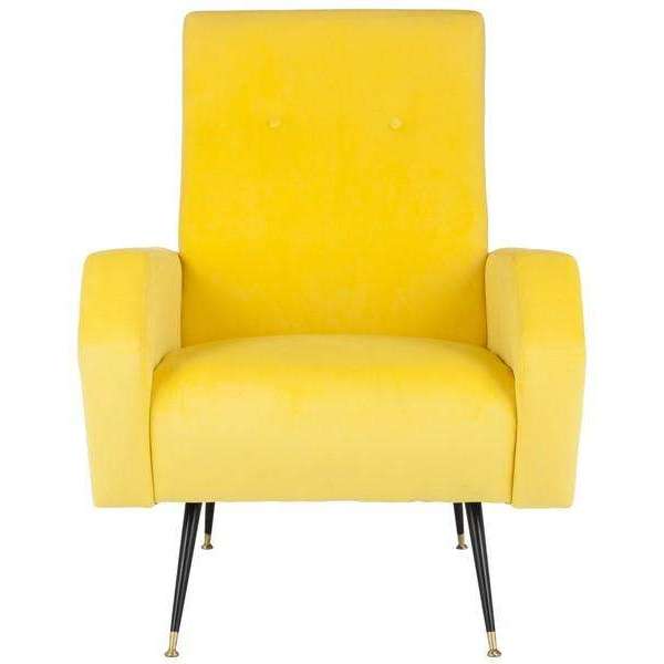 Aida Retro Mid Century Accent Chair - Chic Velvet Upholstery with Gold Legs for Stylish Living Spaces