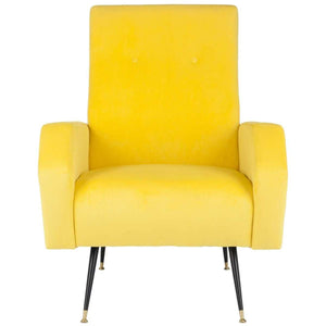 Aida Retro Mid Century Accent Chair - Chic Velvet Upholstery with Gold Legs for Stylish Living Spaces