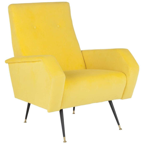 Aida Retro Mid Century Accent Chair - Chic Velvet Upholstery with Gold Legs for Stylish Living Spaces