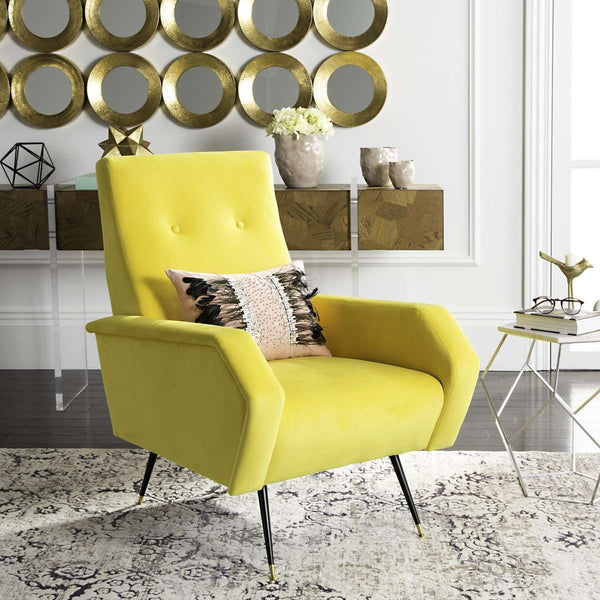 Aida Retro Mid Century Accent Chair - Chic Velvet Upholstery with Gold Legs for Stylish Living Spaces