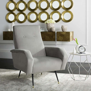 Aida Retro Mid Century Accent Chair - Chic Velvet Upholstery with Gold Legs for Stylish Living Spaces