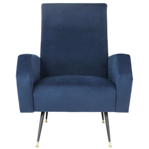 Aida Retro Mid Century Accent Chair - Chic Velvet Upholstery with Gold Legs for Stylish Living Spaces