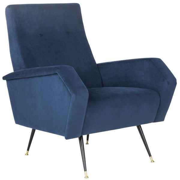 Aida Retro Mid Century Accent Chair - Chic Velvet Upholstery with Gold Legs for Stylish Living Spaces