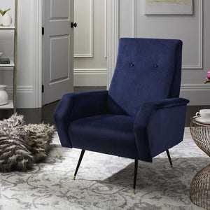 Aida Retro Mid Century Accent Chair - Chic Velvet Upholstery with Gold Legs for Stylish Living Spaces