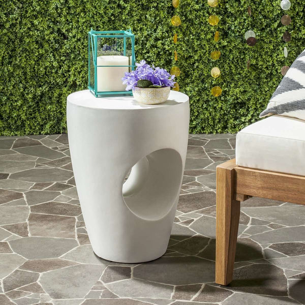 Aishi Modern Concrete Round Accent Table for Indoor and Outdoor Use – Artistic Sculptural Design