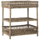 Ajani Accent Table Wicker 3 Tier Natural Rattan NC Coating Slimit Lacak