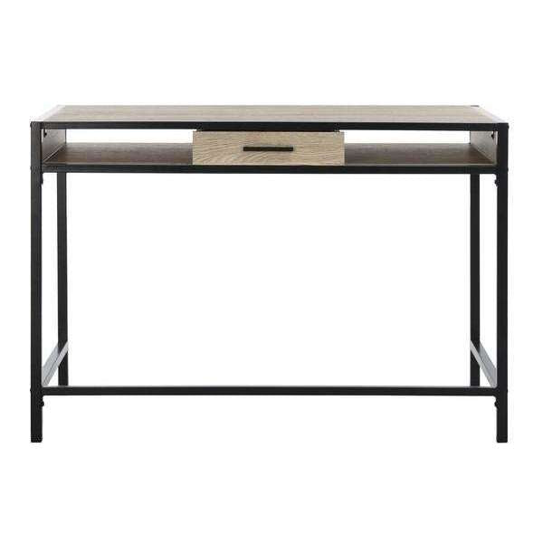 Alan Contemporary Desk with Removable Drawer & Open Shelf - Stylish Oak Finish & Metal Frame