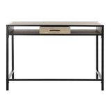 Alan Desk with Drawer 1 Shelf Oak Black Wood PVC MDF Metal Tube