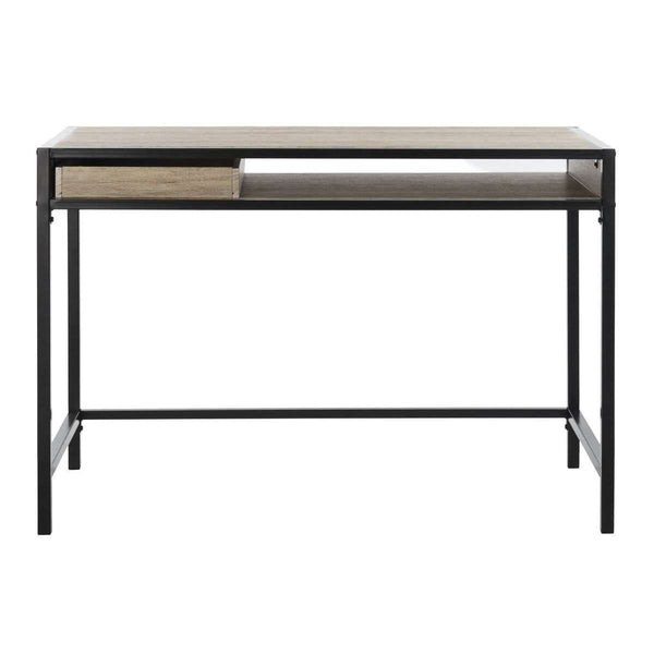 Alan Desk with Drawer 1 Shelf Oak Black Wood PVC MDF Metal Tube ...