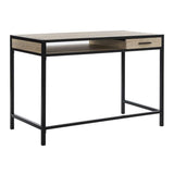 Alan Desk with Drawer 1 Shelf Oak Black Wood PVC MDF Metal Tube