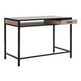 Alan Desk with Drawer 1 Shelf Oak Black Wood PVC MDF Metal Tube