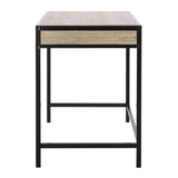 Alan Desk with Drawer 1 Shelf Oak Black Wood PVC MDF Metal Tube