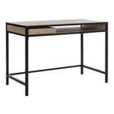 Alan Desk with Drawer 1 Shelf Oak Black Wood PVC MDF Metal Tube