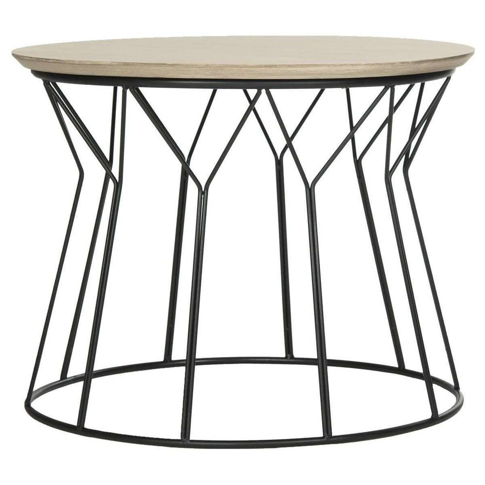 Alcott Retro Mid Century End Table - Stylish Light Oak & Iron Design for Modern Interiors