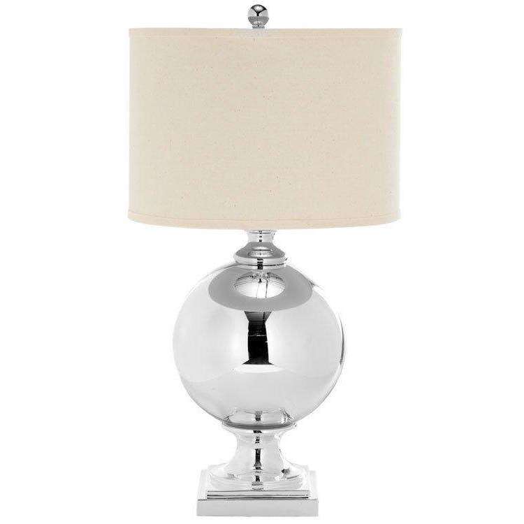 Alcott Mercury Glass Table Lamp - Elegant 28" Silver Base with Off-White Cotton Shade for Home