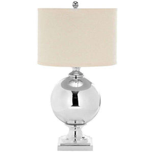 Alcott Mercury Glass Table Lamp - Elegant 28" Silver Base with Off-White Cotton Shade for Home