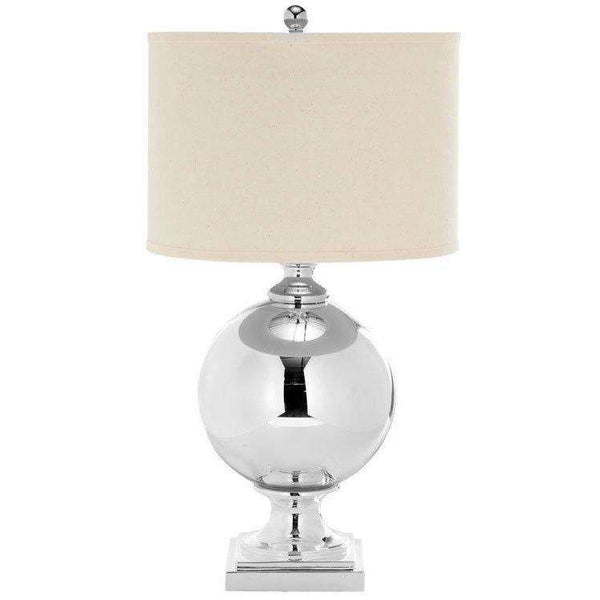 Alcott Mercury Glass Table Lamp - Elegant 28" Silver Base with Off-White Cotton Shade for Home