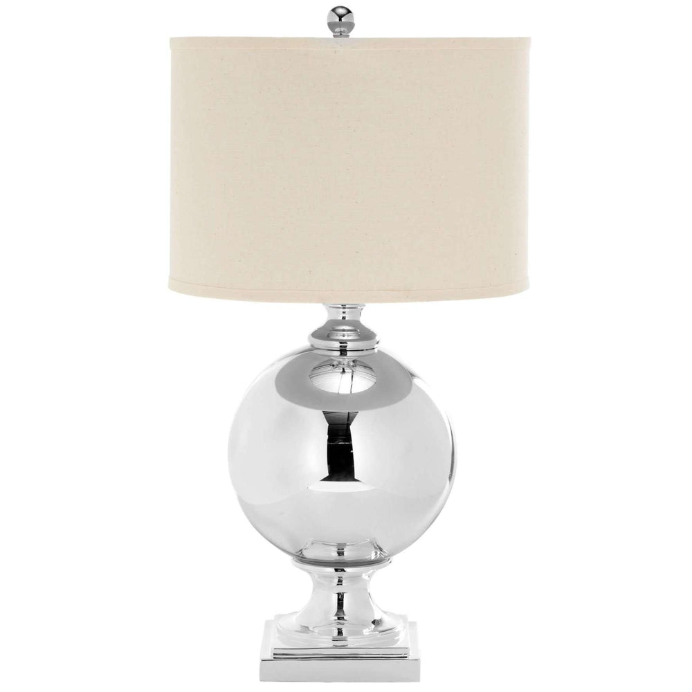 Alcott Mercury Glass Table Lamp - Elegant 28" Silver Base with Off-White Cotton Shade for Home