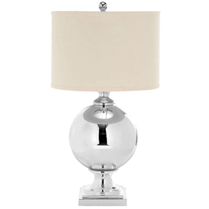 Alcott Mercury Glass Table Lamp - Elegant 28" Silver Base with Off-White Cotton Shade for Home