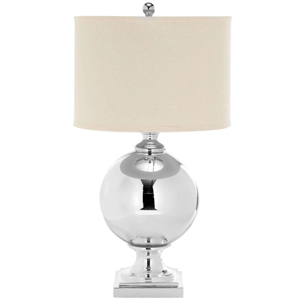 Alcott Mercury Glass Table Lamp - Elegant 28" Silver Base with Off-White Cotton Shade for Home