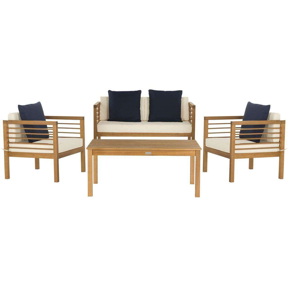 Alda Contemporary 4-Piece Outdoor Furniture Set with Chic Design and Stylish Accent Pillows