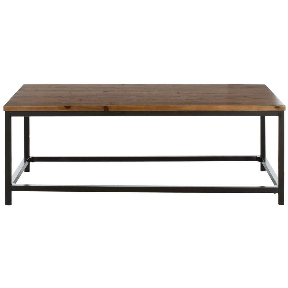 Alec Coffee Table - Industrial Chic Design with Medium Oak Finish and Dark Metal Legs by Safavieh