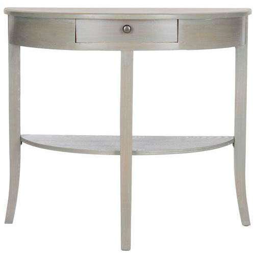 Alex Console Table - Elegant Mission Style Demilune Design with Drawer and Shelf for Entryway or Living Room