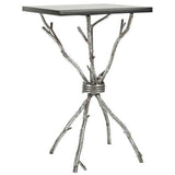 Alexa Accent Table Mabrle Top Black Silver Metal Lacquer Coating Iron