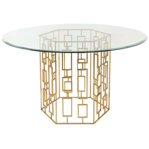 Alexandra Dining Table in Gold Leaf and Glass