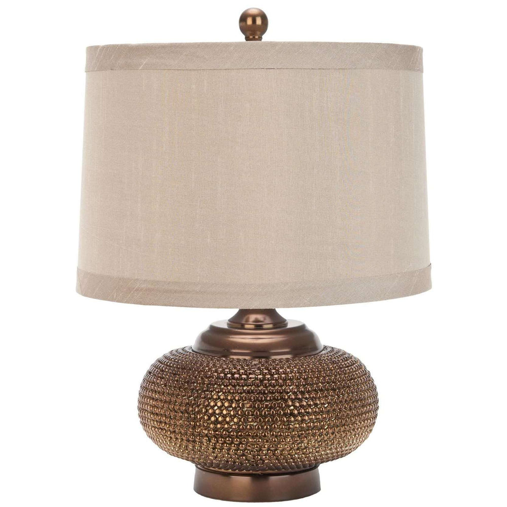 Alexis Lamp Set of 2 - Vintage Moroccan Inspired Copper Gold Resin with Taupe Shade, 19" Height