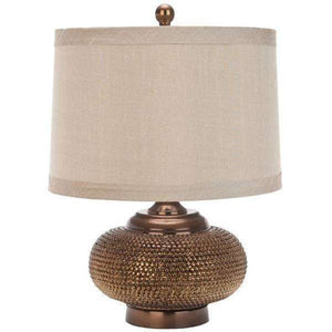 Alexis Gold Bead Lamp - Vintage Moroccan Style with Taupe Shade, Resin & Metal Elegance for Home