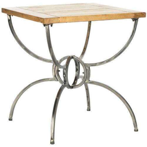 Alvin Vintage Empire Style End Table with Natural Fir Wood Top and Chic Iron Frame - Rustic Charm