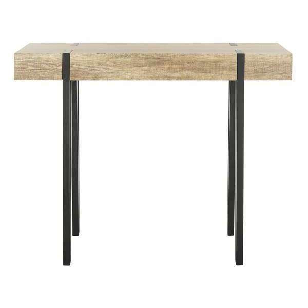 Alyssa Rustic Midcentury Console Table with Canyon Grey Wood Top and Stylish Black Hairpin Legs